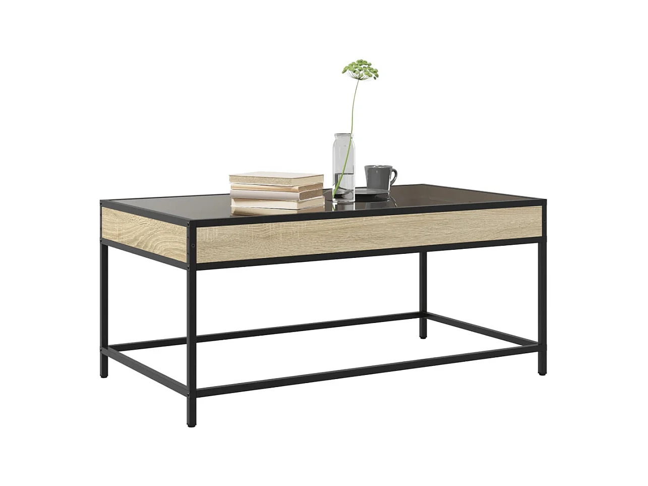 Mesa de centro-Mesa auxiliar madera de ingeniería roble ahumado 102x50x36 cm SHL933