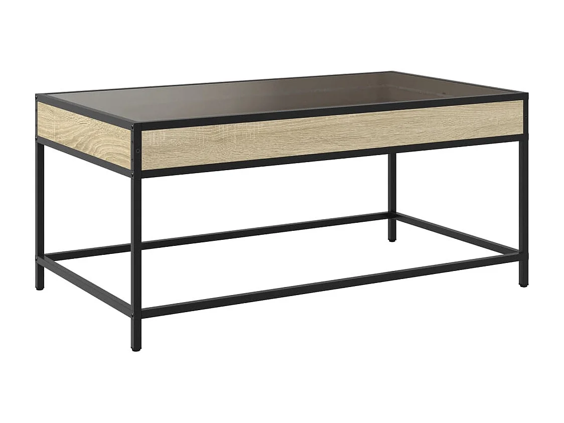 Mesa de centro-Mesa auxiliar madera de ingeniería roble ahumado 102x50x36 cm SHL933