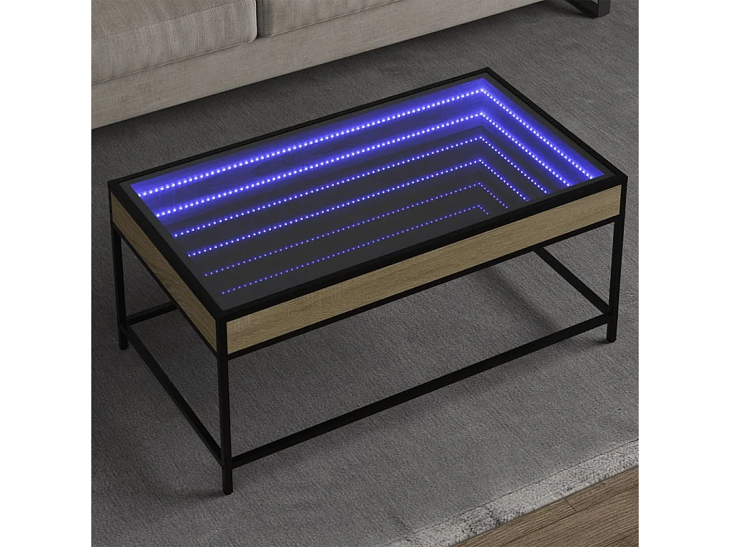 Table basse salon-Table d'appoint avec LED infini chêne sonoma 90x50x41 cm SHL37520