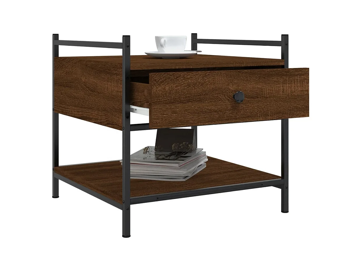 Mesa de centro-Mesa auxiliar acero inoxidable madera maciza traviesa plateado SHL2426