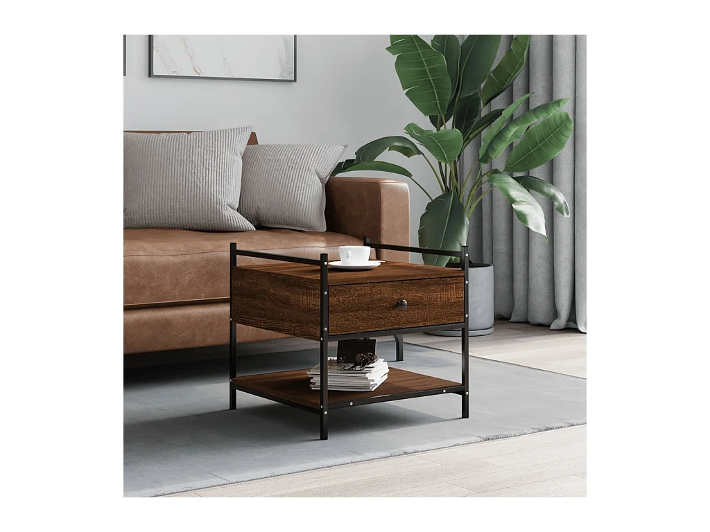 Mesa de centro-Mesa auxiliar acero inoxidable madera maciza traviesa plateado SHL2426