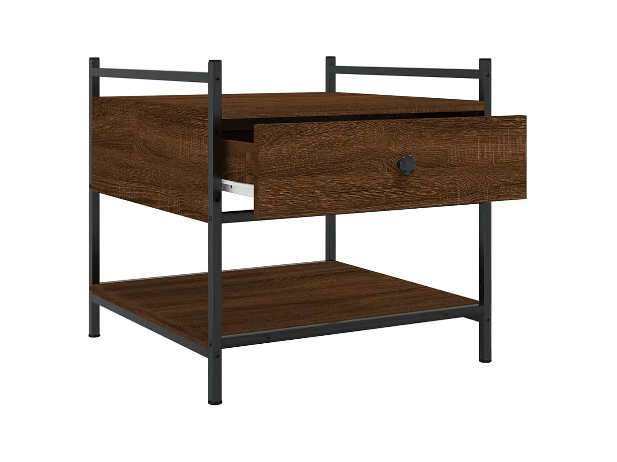 Mesa de centro-Mesa auxiliar acero inoxidable madera maciza traviesa plateado SHL2426