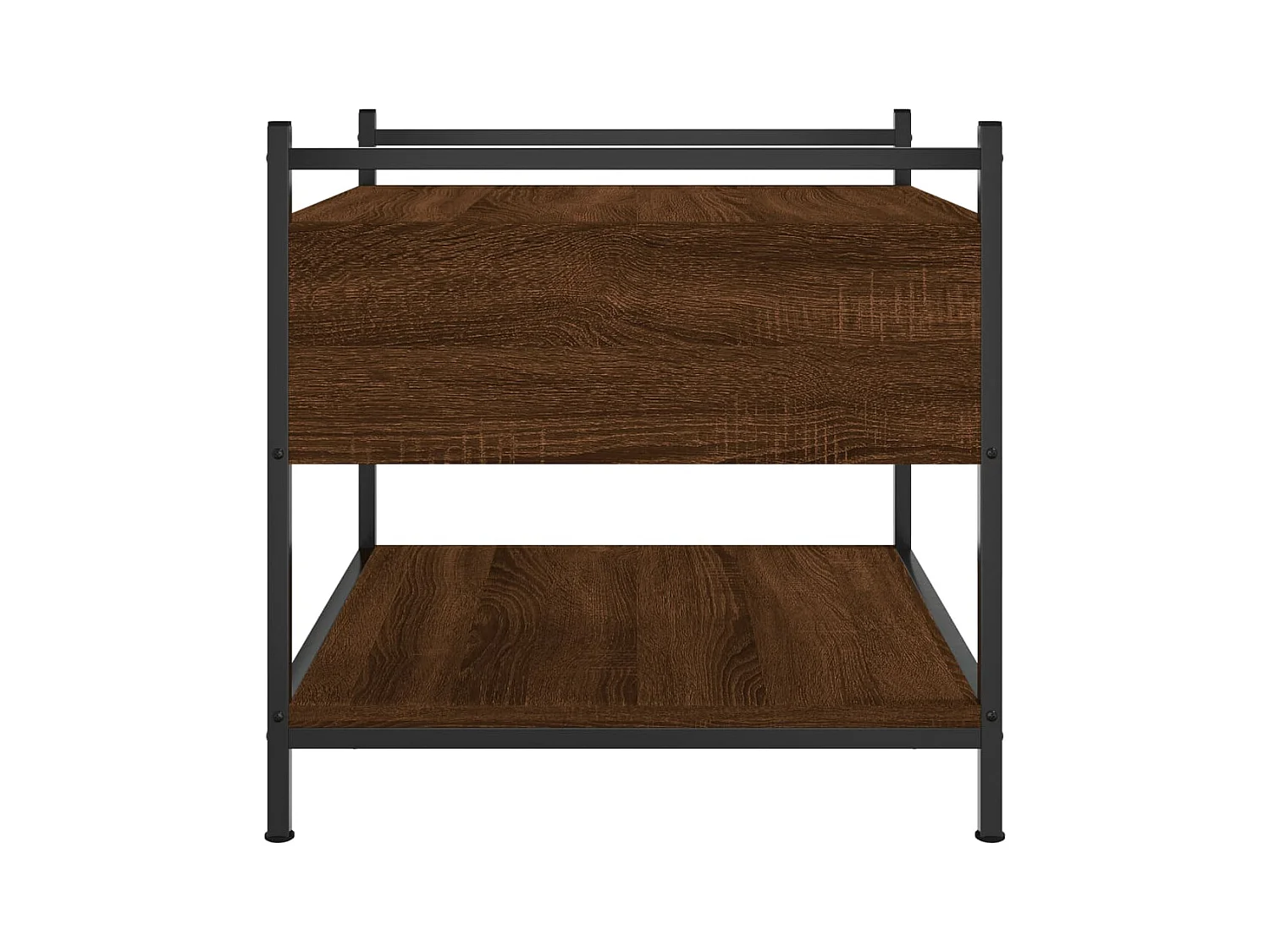 Mesa de centro-Mesa auxiliar acero inoxidable madera maciza traviesa plateado SHL2426