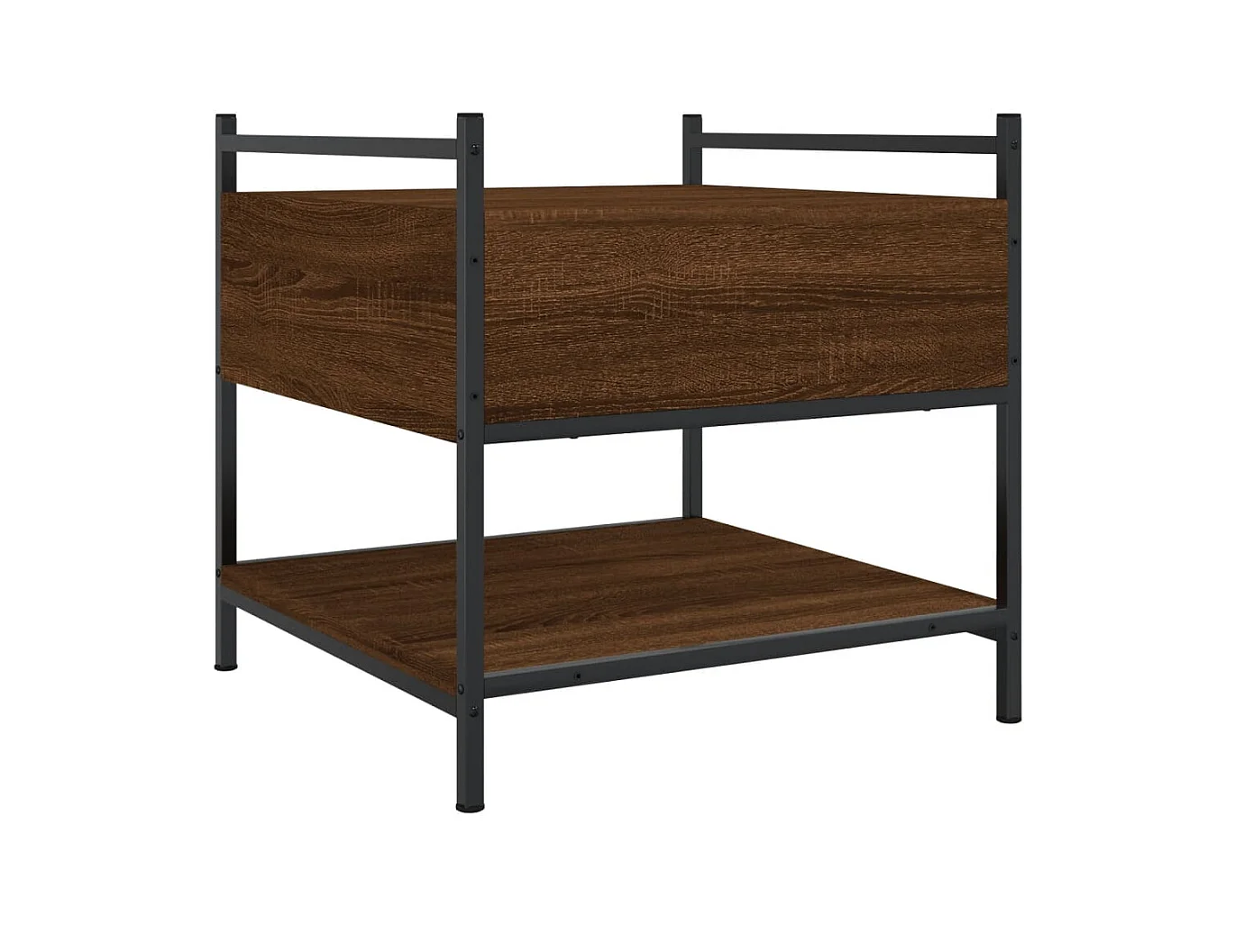 Mesa de centro-Mesa auxiliar acero inoxidable madera maciza traviesa plateado SHL2426