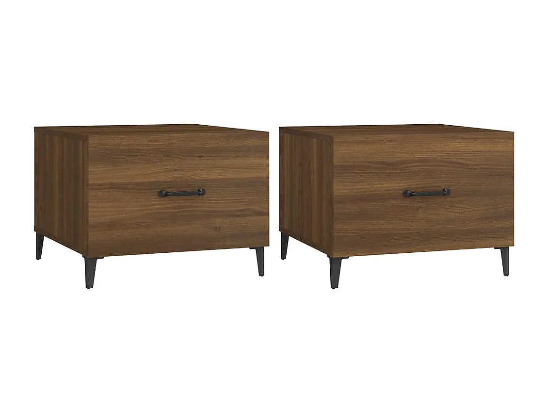 Tables basses avec pieds en métal 2 pcs Chêne marron 50x50x40cm SHL56594