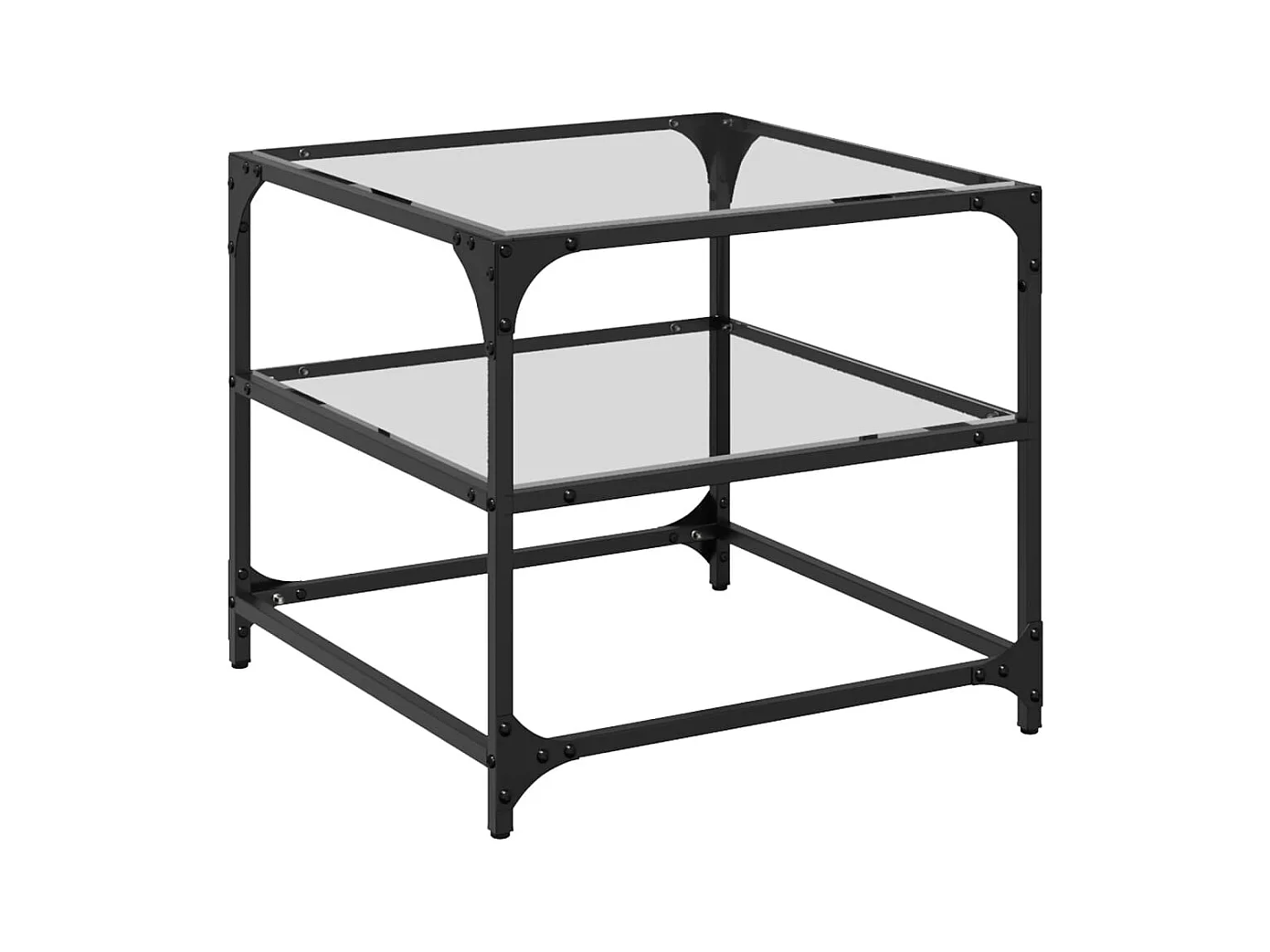 Table basse salon-Table d'appoint-dessus en verre transparent 50x50x45 cm acier SHL71338