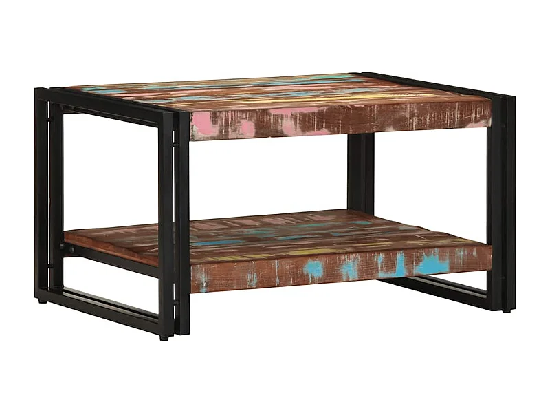 Table basse salon-Table d'appoint multicolore 70x50x38 cm bois de récupération massif SHL37743
