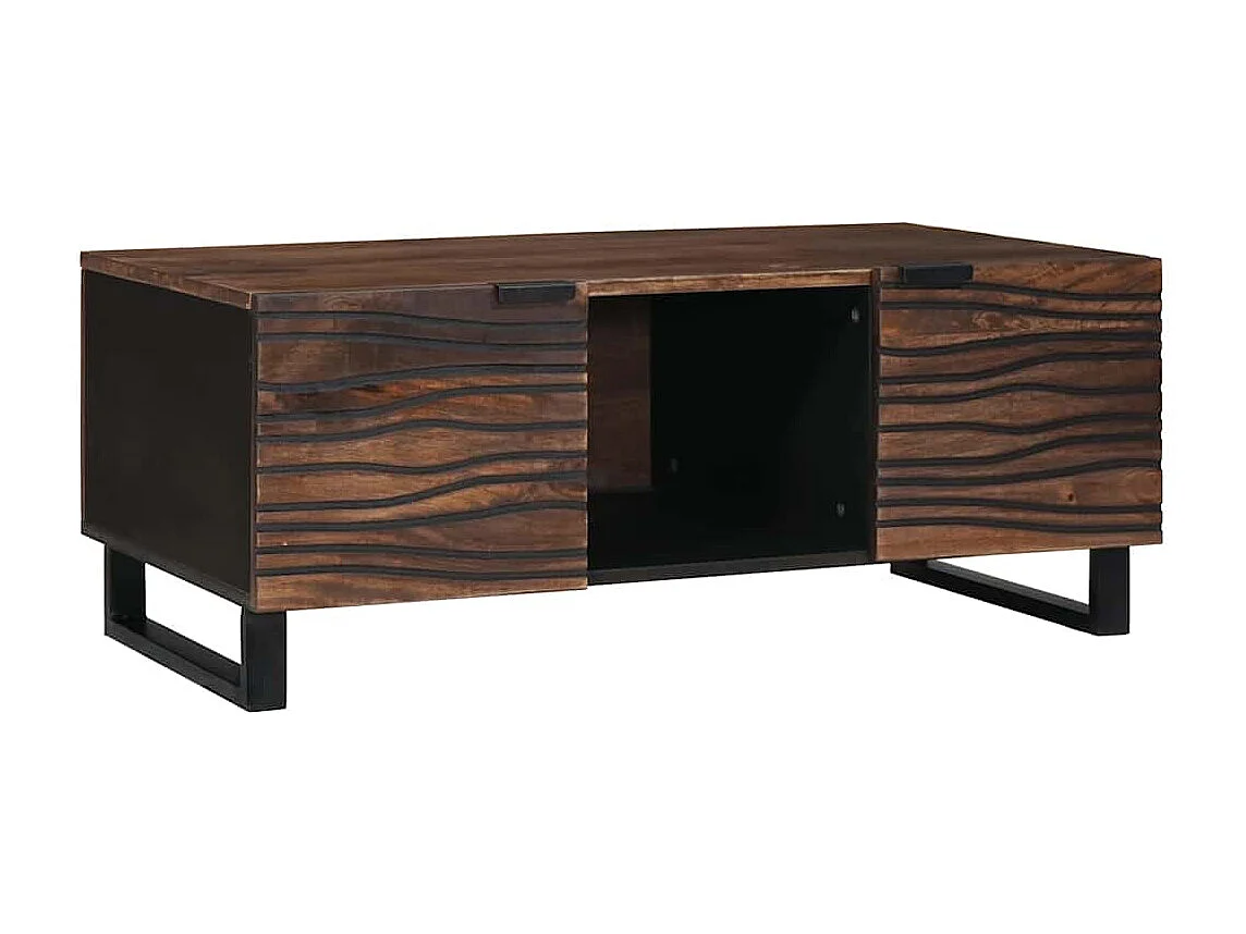 Couchtisch-Wohnzimmertisch-Beistelltische Braun und Schwarz 100x54x40 cm Massivholz Akazie SHL75636