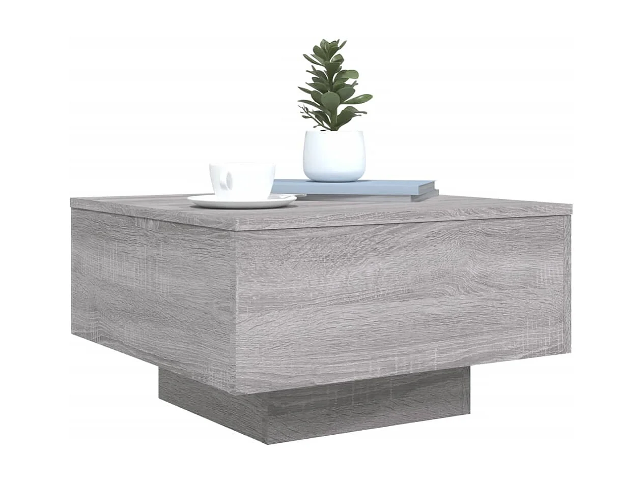 Couchtisch-Wohnzimmertisch-Beistelltische mit LED-Leuchten Grau Sonoma 55x55x31 cm SHL73247