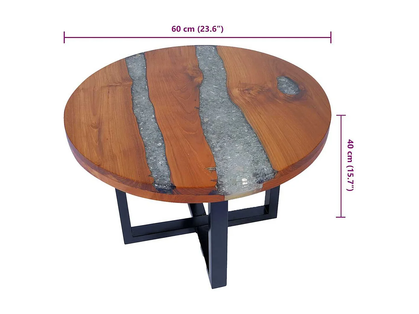 Couchtisch-Beistelltisch-Sofatisch Teak Harz 60 cm SHL60873