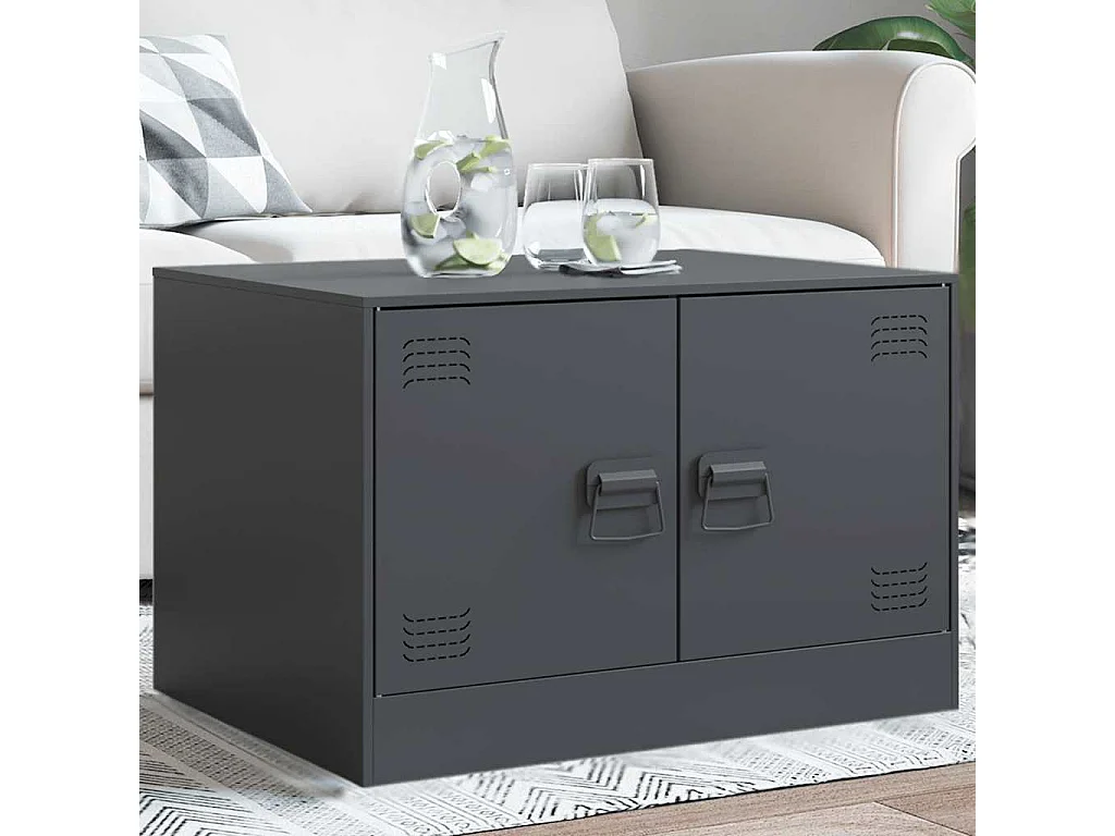 Table basse salon-Table d'appoint anthracite 67x50x44 cm acier SHL93522