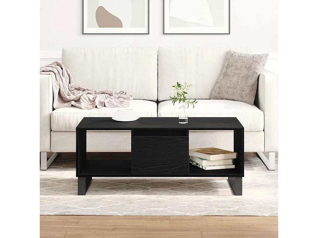 Couchtisch-Wohnzimmertisch-Beistelltische Schwarz Eichen-Optik 90x50x36,5 cm Holzwerkstoff SHL10648