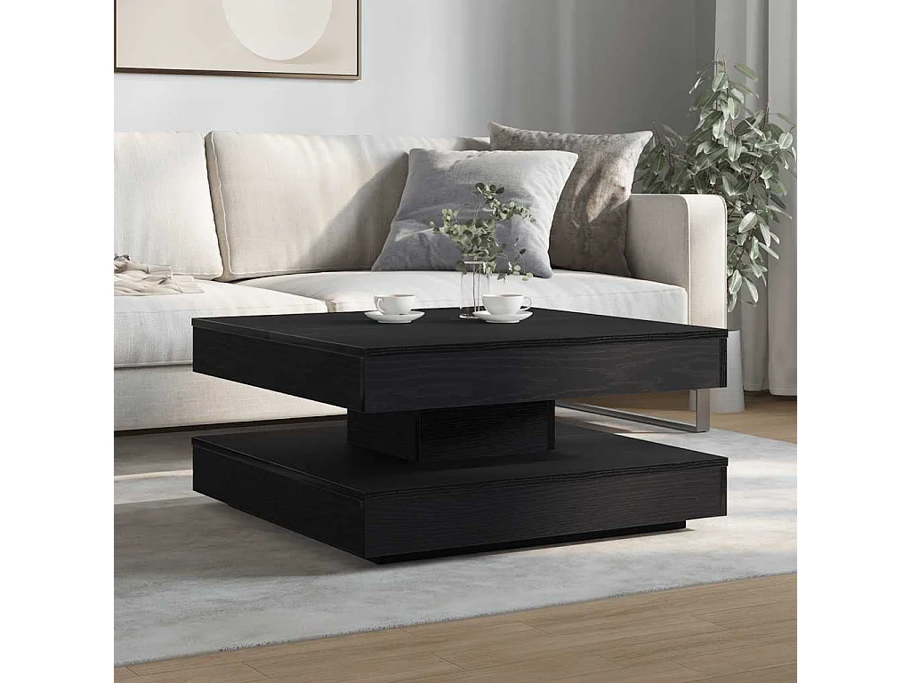 Table basse salon rotative à 360 degrés noir 70x70x34,5 cm SHL23883
