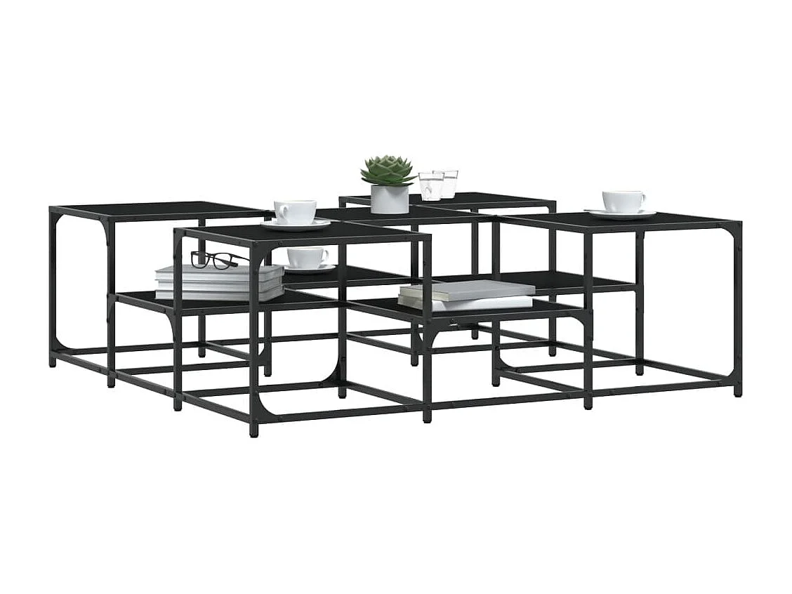 Couchtisch-Wohnzimmertisch-Beistelltische Schwarz 121x121x40 cm Holzwerkstoff SHL23200