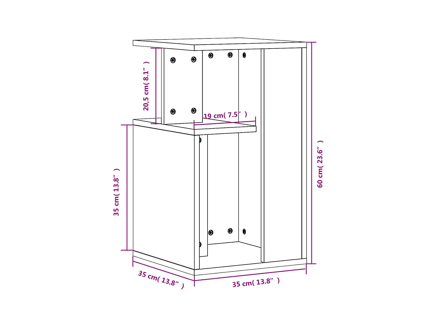 Mesa de centro-Mesa auxiliar de madera maciza de pino gris 55x56x32 cm SHL2580