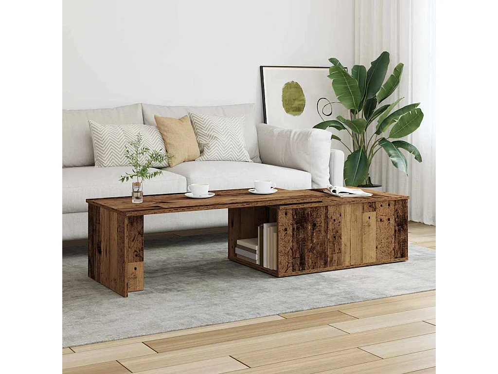 Table basse salon-Table à thé avec rangement vieux bois 150x50x35 cm bois d'ingénierie SHL42687