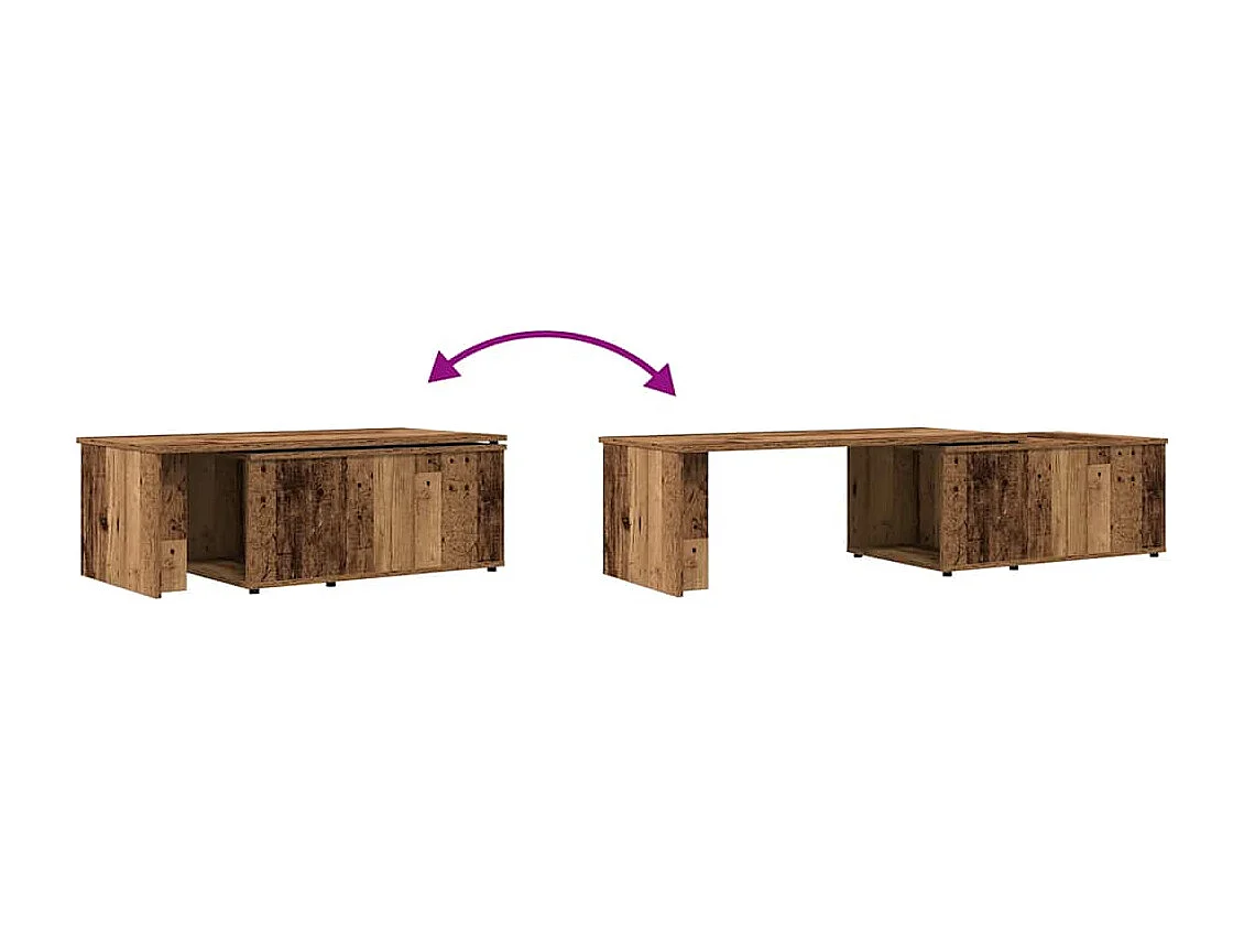Table basse salon-Table à thé avec rangement vieux bois 150x50x35 cm bois d'ingénierie SHL42687