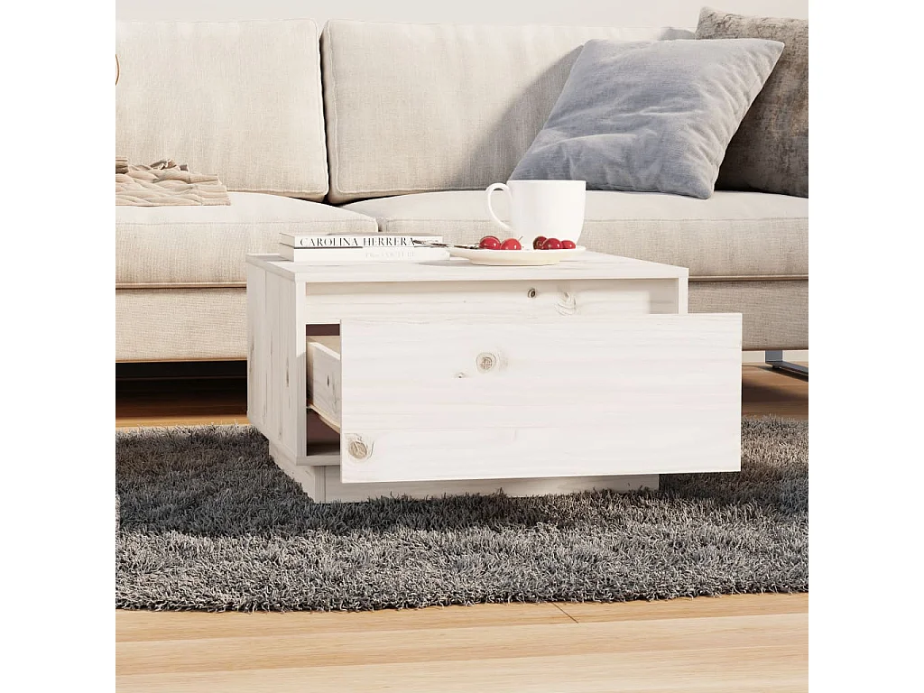 Mesa de centro | Mesa auxiliar madera contrachapada blanco brillo 90x44,5x45 cm SHL3537