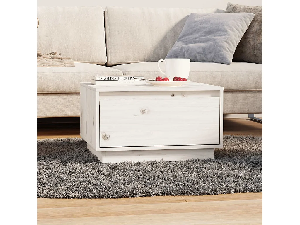 Table basse salon-Table d'appoint Blanc 55x56x32 cm Bois massif de pin SHL28556