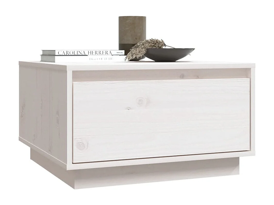 Table basse salon-Table d'appoint Blanc 55x56x32 cm Bois massif de pin SHL28556