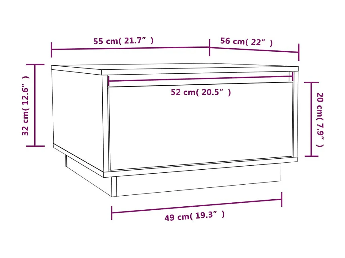 Table basse salon-Table d'appoint Blanc 55x56x32 cm Bois massif de pin SHL28556