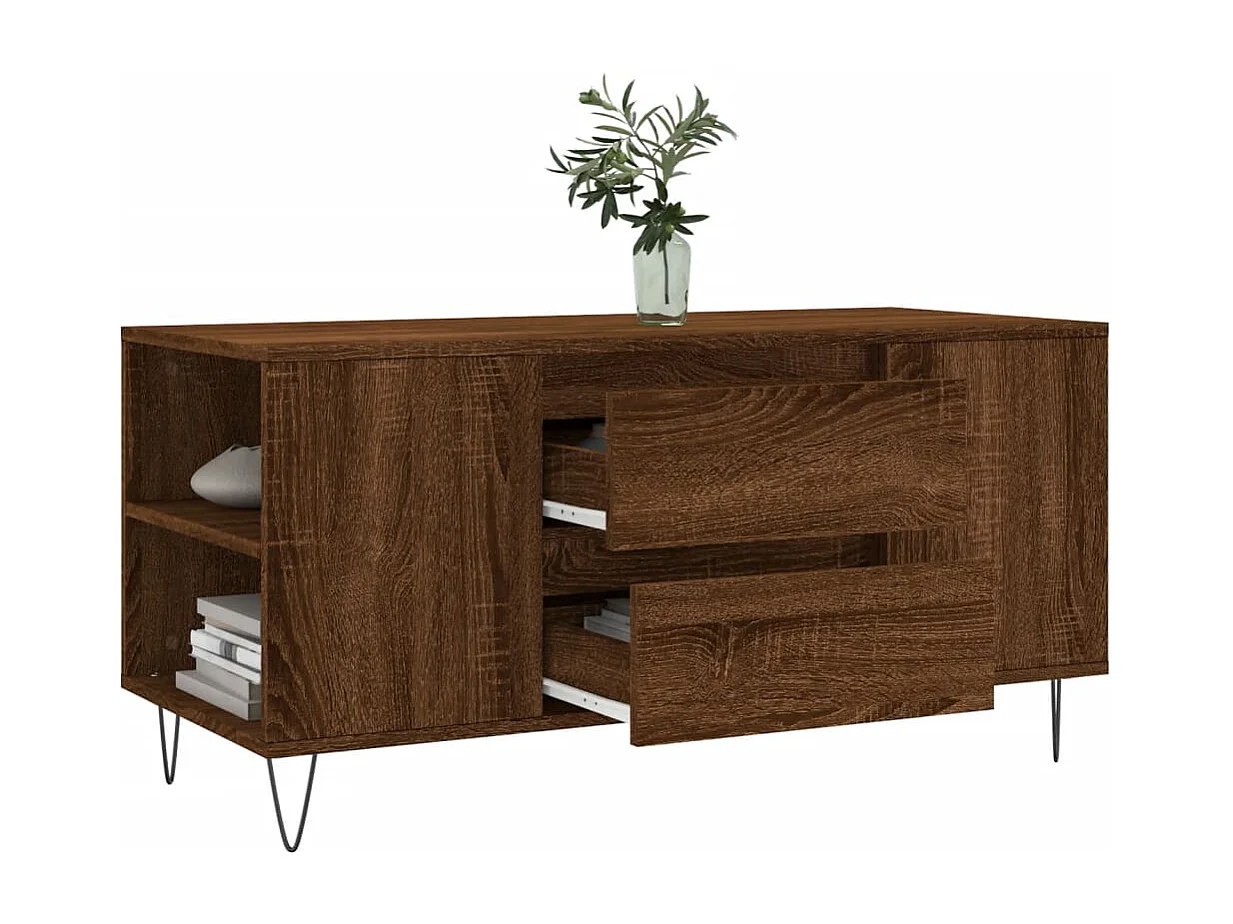 Couchtisch-Wohnzimmertisch-Beistelltische Braun Eichen-Optik 102x44,5x50 cm Holzwerkstoff SHL34340