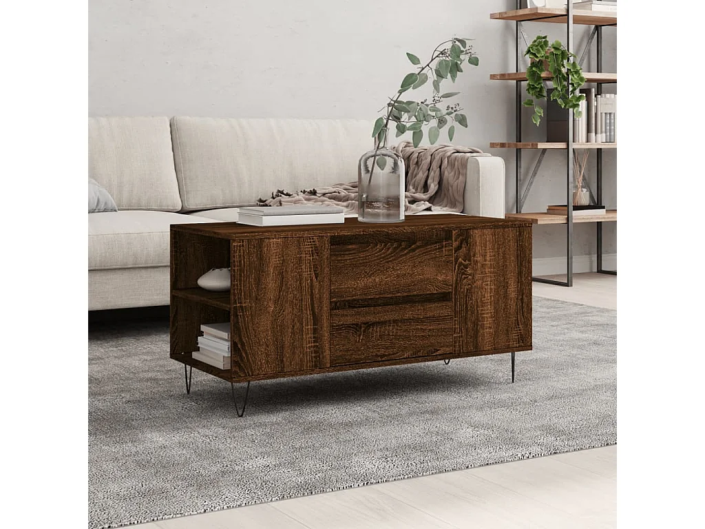 Couchtisch-Wohnzimmertisch-Beistelltische Braun Eichen-Optik 102x44,5x50 cm Holzwerkstoff SHL34340