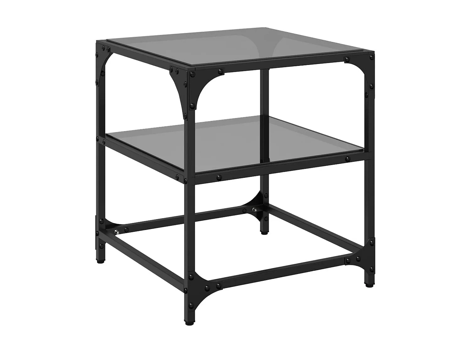Tables basses salon-Tables d'appoint avec dessus en verre noir 2 pcs 40x40x45 cm acier SHL89647