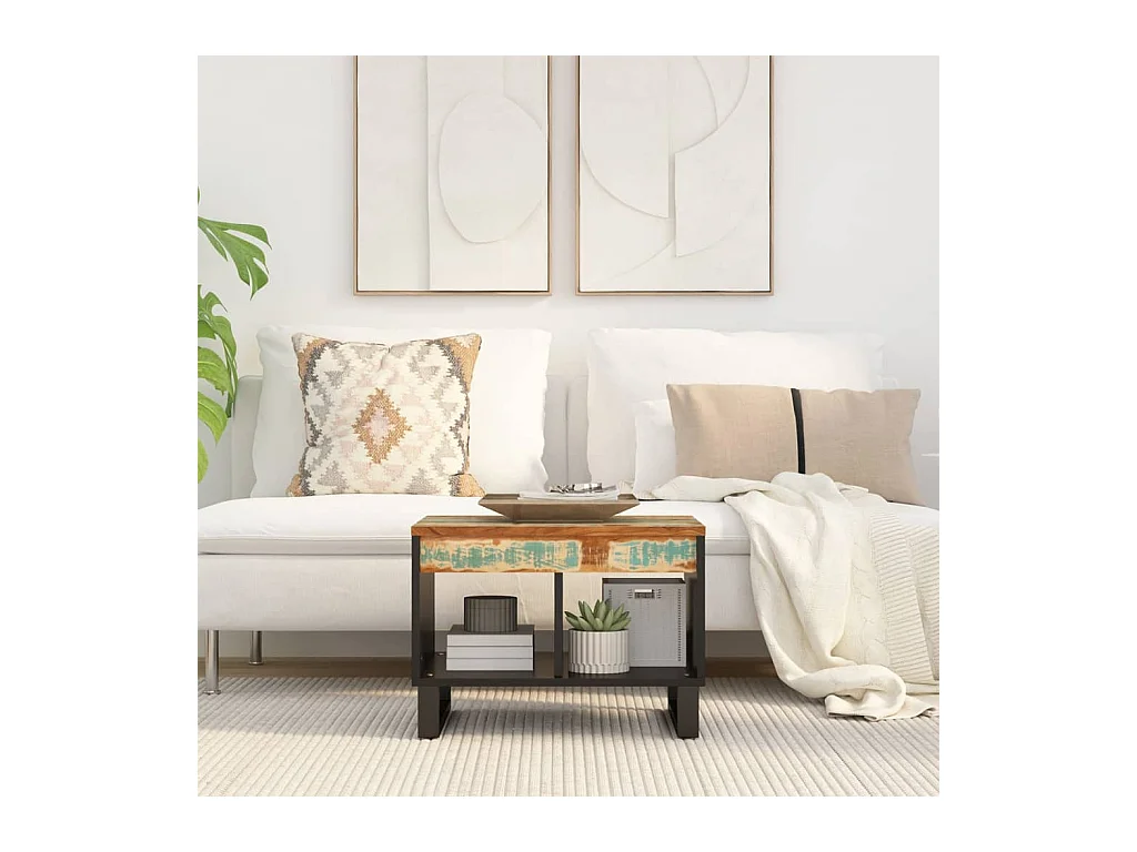 Mesa de centro | Mesa auxiliar con Infinity LED roble ahumado 70x50x50 cm SHL1495