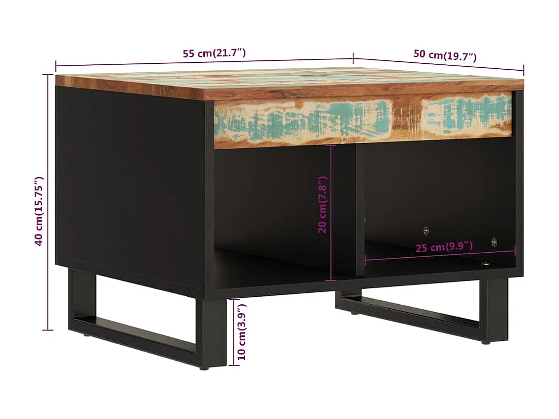 Couchtisch-Sofatisch-Beistelltische 55x50x40 cm Altholz Massiv SHL46483