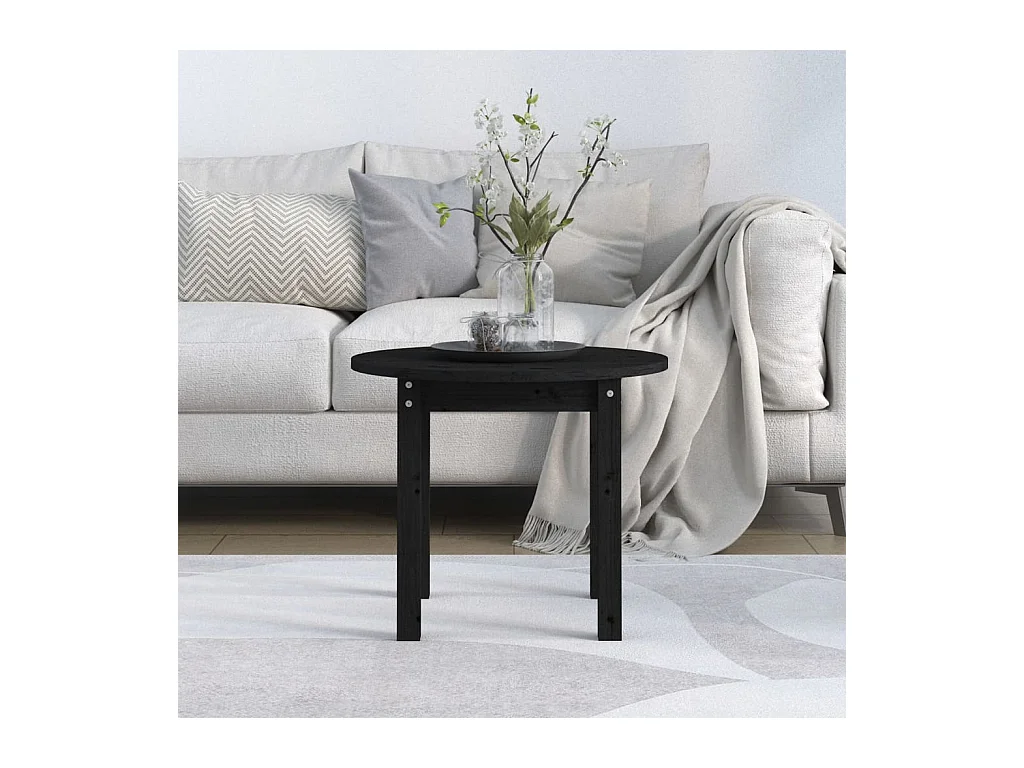 Table basse salon-Table d'appoint Noir Ø 55x45 cm Bois massif de pin SHL65622