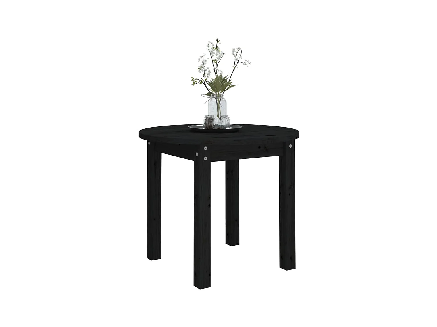 Table basse salon-Table d'appoint Noir Ø 55x45 cm Bois massif de pin SHL65622