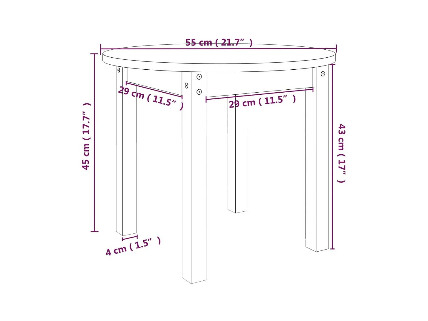 Table basse salon-Table d'appoint Noir Ø 55x45 cm Bois massif de pin SHL65622