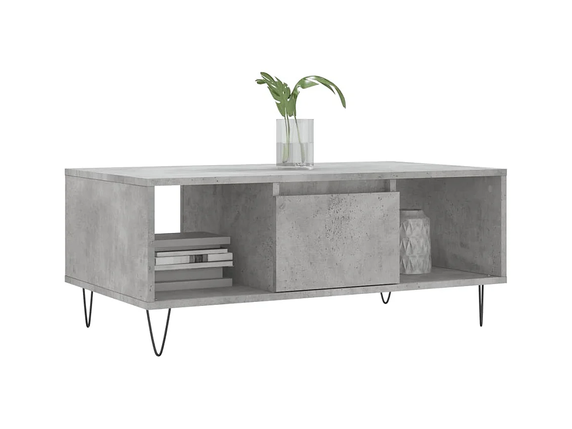 Mesa de centro | Mesa auxiliar madera ingeniería metal marrón roble 70x50x50 cm SHL2446