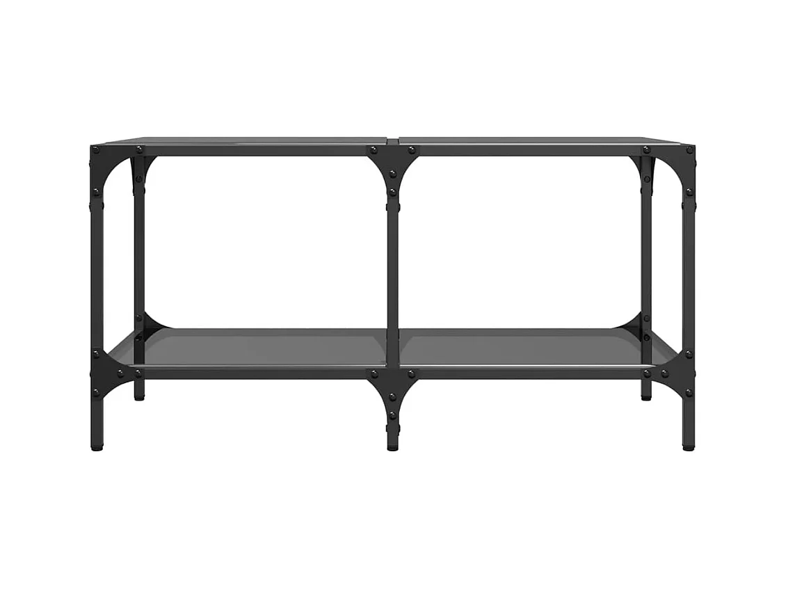 Mesa de centro | Mesa de apoio com topo em vidro preto 78.5x40x40 cm aço