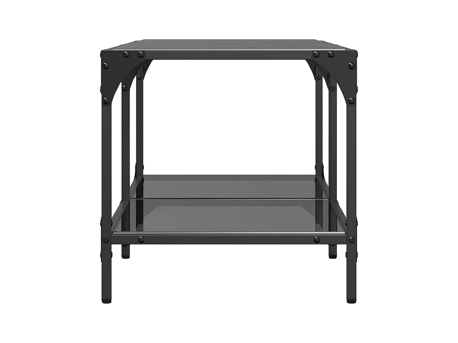 Mesa de centro | Mesa de apoio com topo em vidro preto 78.5x40x40 cm aço