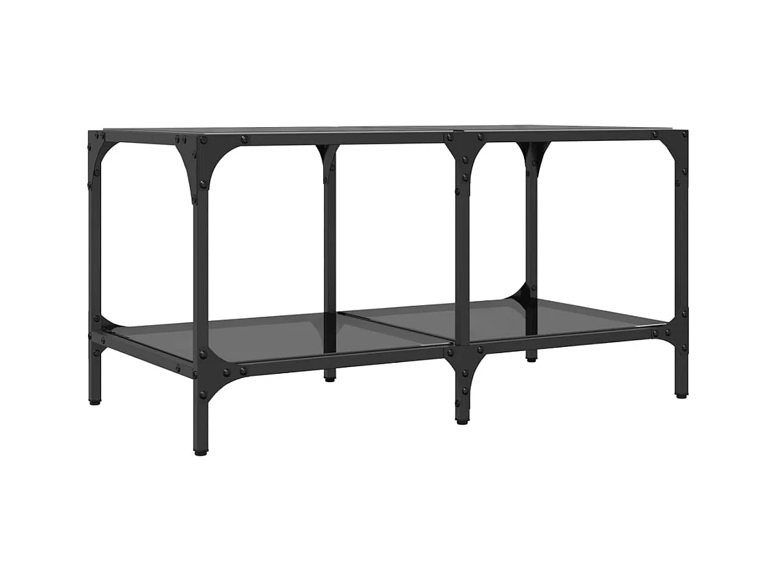 Mesa de centro | Mesa de apoio com topo em vidro preto 78.5x40x40 cm aço