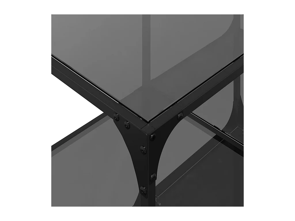 Mesa de centro | Mesa de apoio com topo em vidro preto 78.5x40x40 cm aço