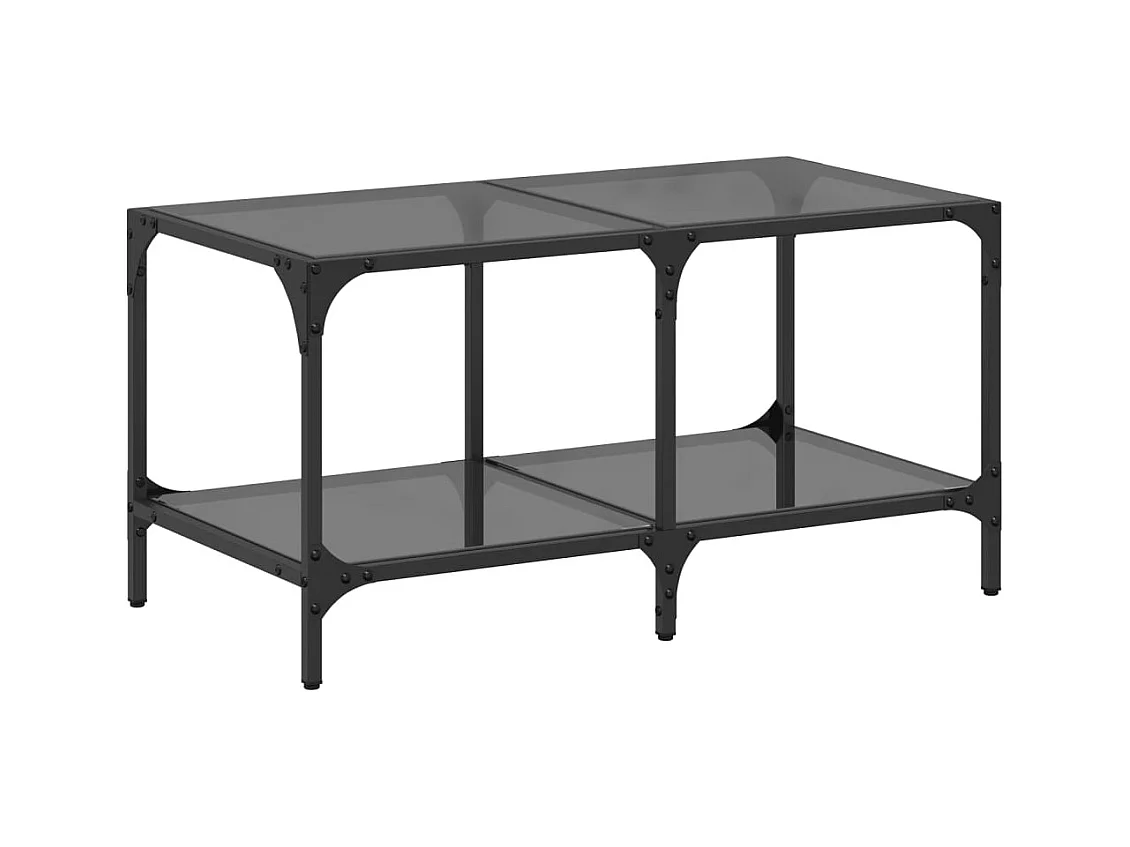 Table basse salon-Table d'appoint-dessus en verre noir 78,5x40x40 cm acier SHL54694