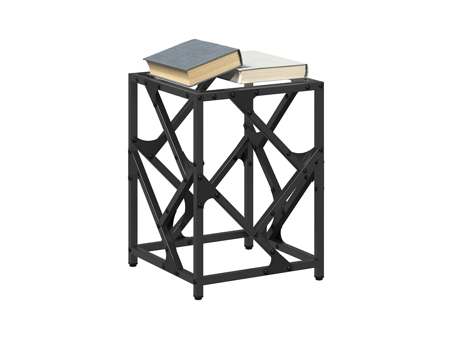 Table basse salon-Table d'appoint-dessus en verre transparent 30x30x41 cm acier SHL81831