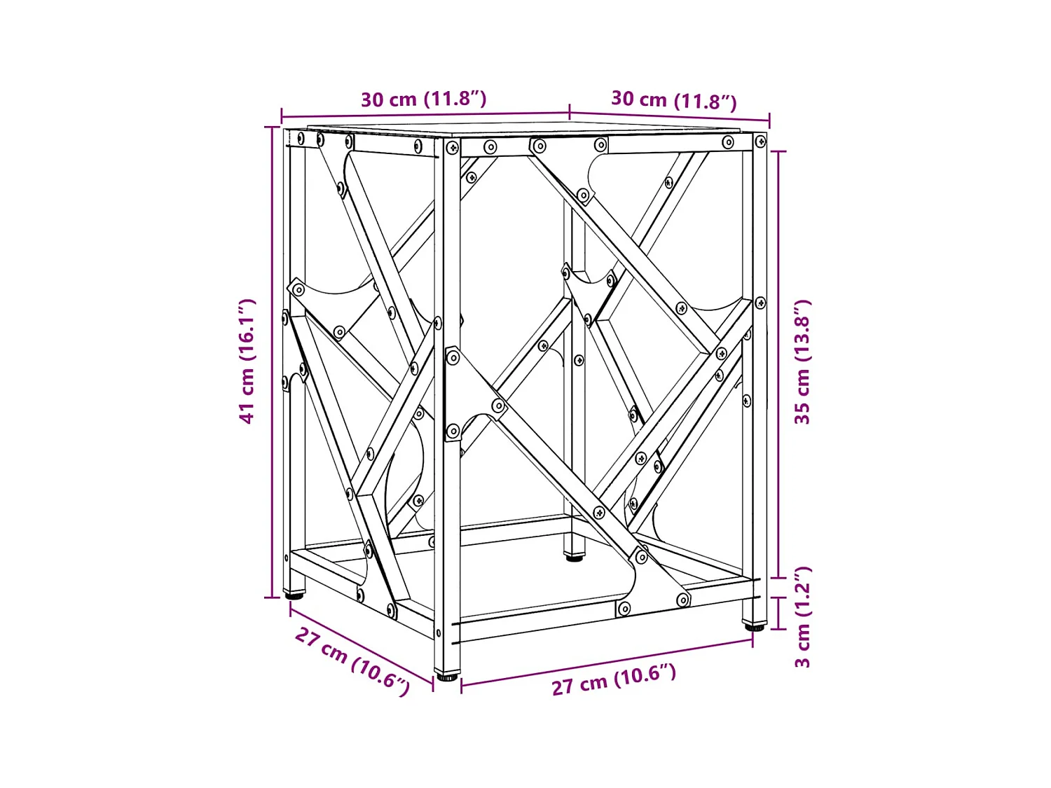 Table basse salon-Table d'appoint-dessus en verre transparent 30x30x41 cm acier SHL81831