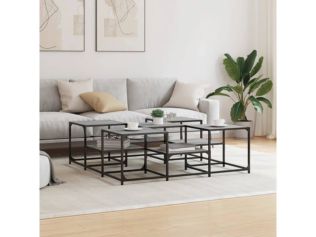 Couchtisch-Wohnzimmertisch-Beistelltische Grau Sonoma 121x121x40 cm Holzwerkstoff SHL94446