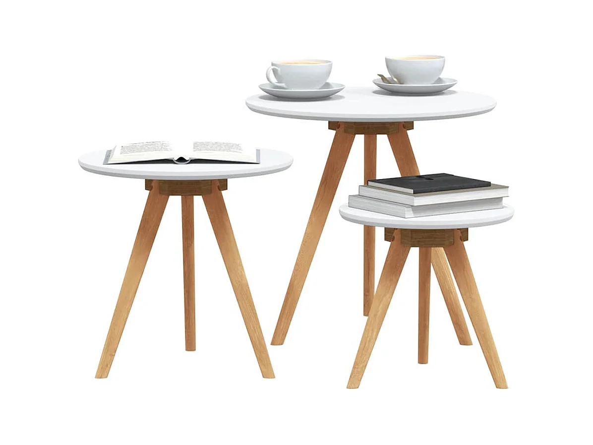 Ensemble de tables basses en bois massif noyer et bois d'ingénierie SHL3630