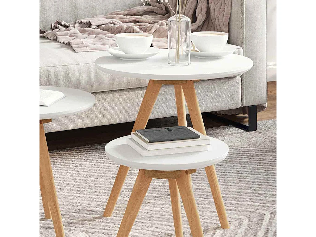 Ensemble de tables basses en bois massif noyer et bois d'ingénierie SHL3630