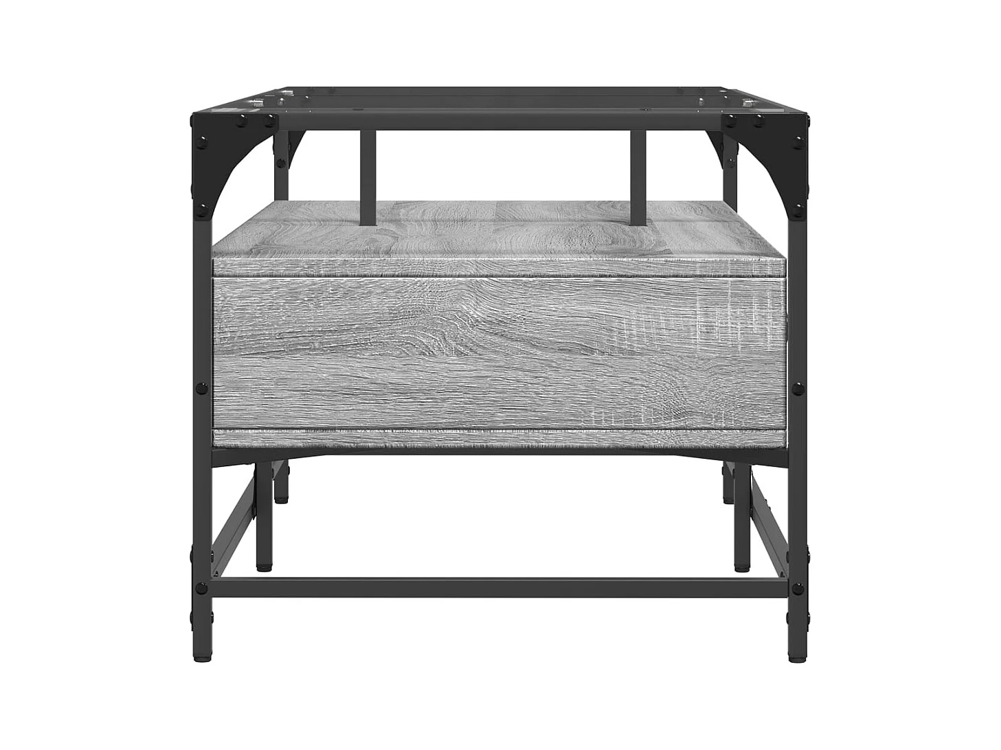 Mesa de centro | Mesa de apoio c/ topo de vidro 98.5x50x45 cm cinza sonoma aço