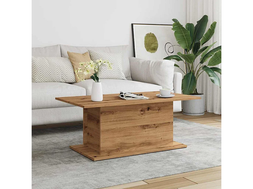 Table basse salon-Table d'appoint chêne artisanal 102x55,5x40 cm bois d'ingénierie SHL7210