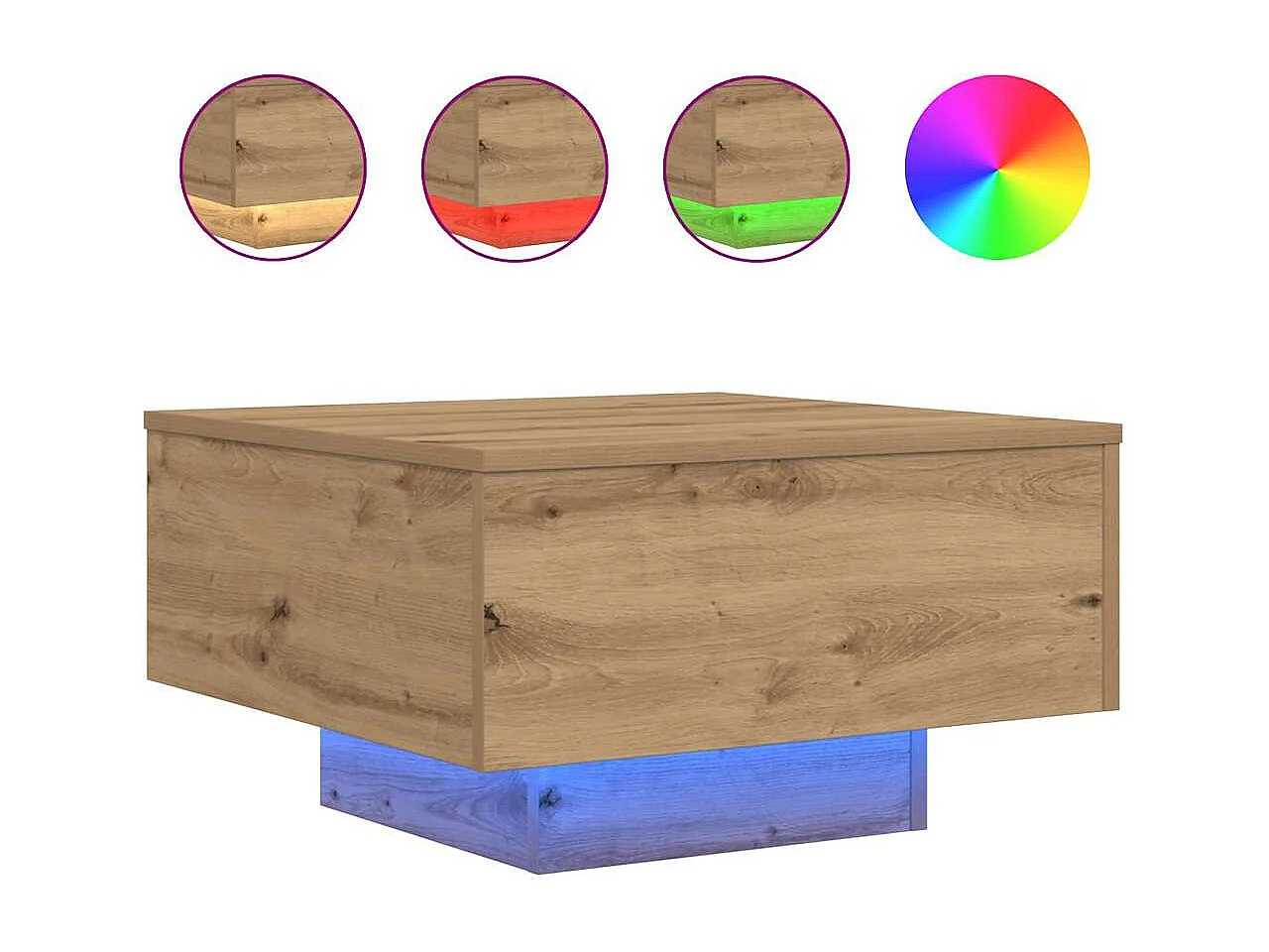 Salontafel | Woonkamertafel | Koffietafel artisanaal eikenkleurig 55 x 55 x 31 cm Bewerkt hout