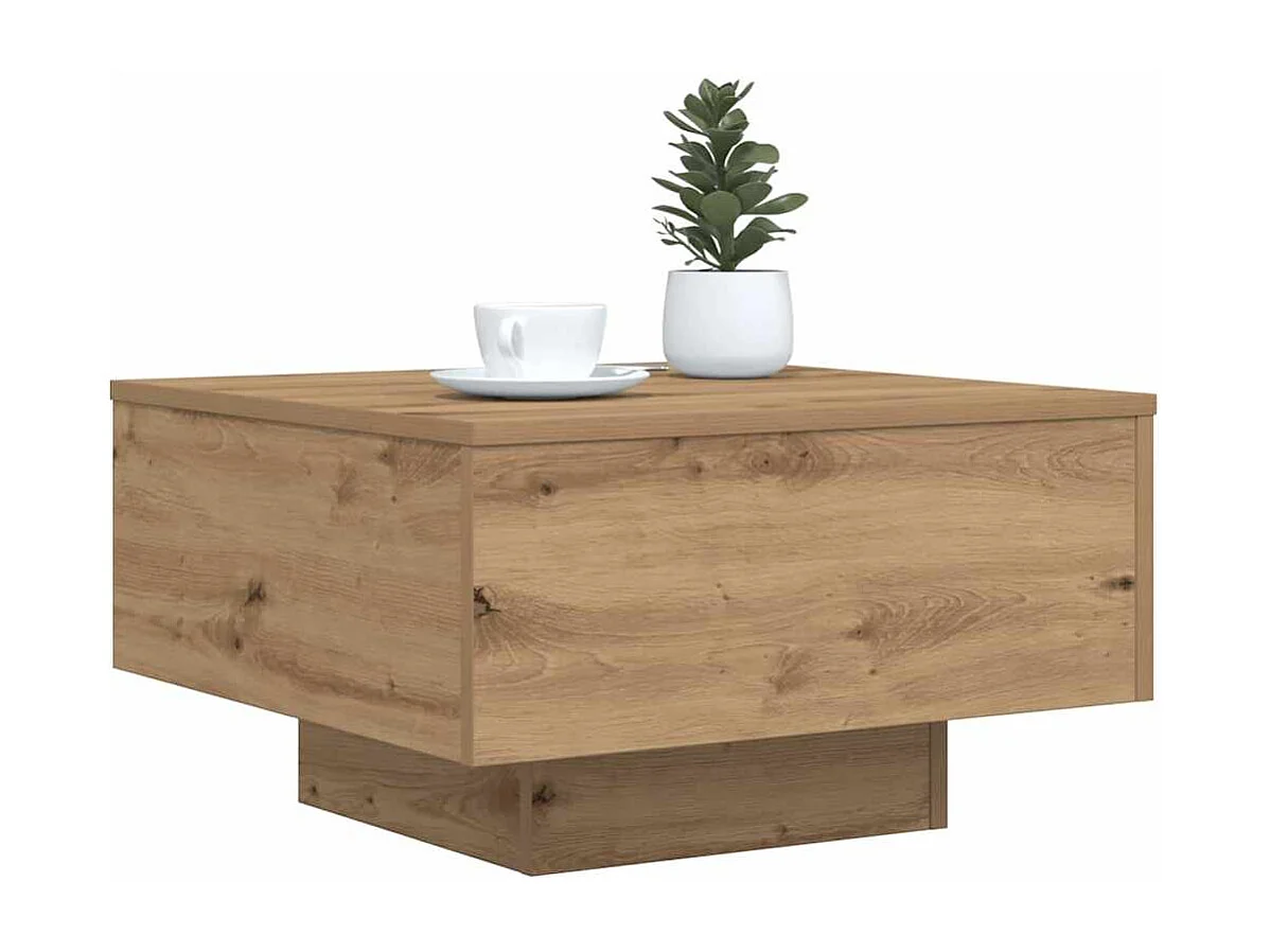 Salontafel | Woonkamertafel | Koffietafel artisanaal eikenkleurig 55 x 55 x 31 cm Bewerkt hout