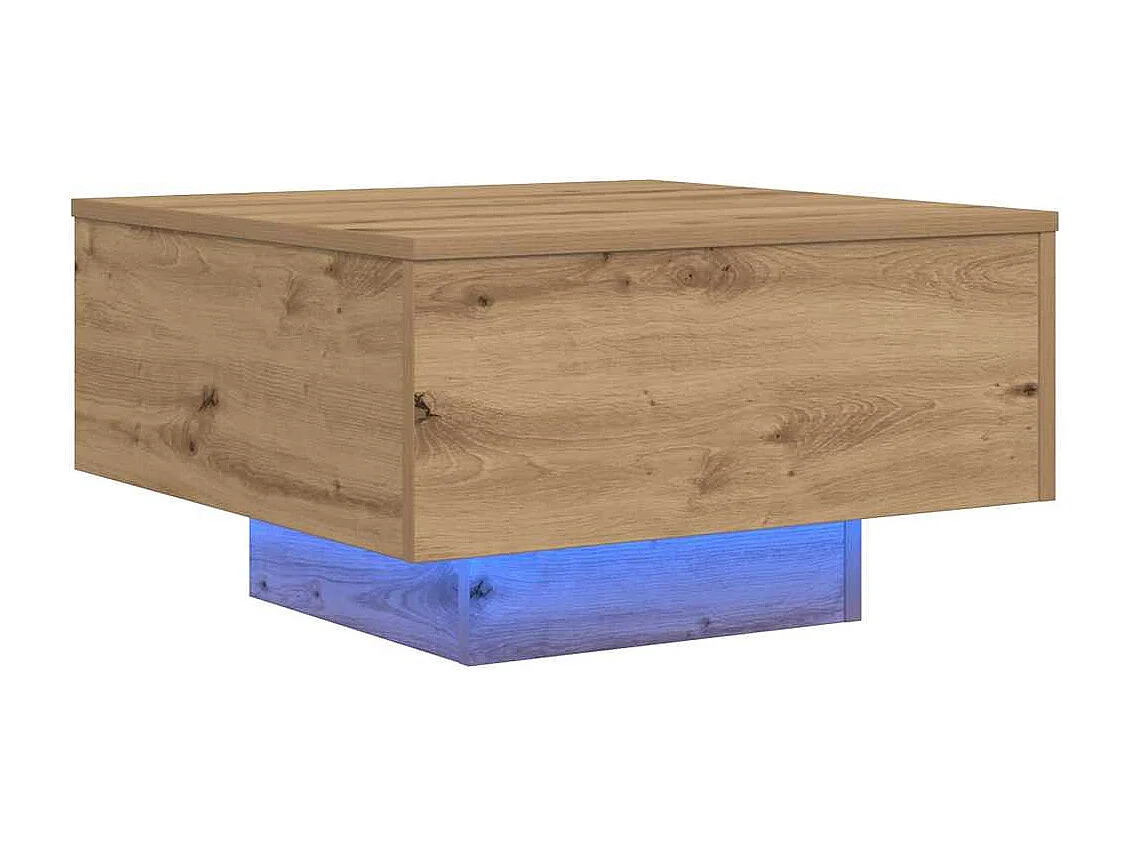 Salontafel | Woonkamertafel | Koffietafel artisanaal eikenkleurig 55 x 55 x 31 cm Bewerkt hout