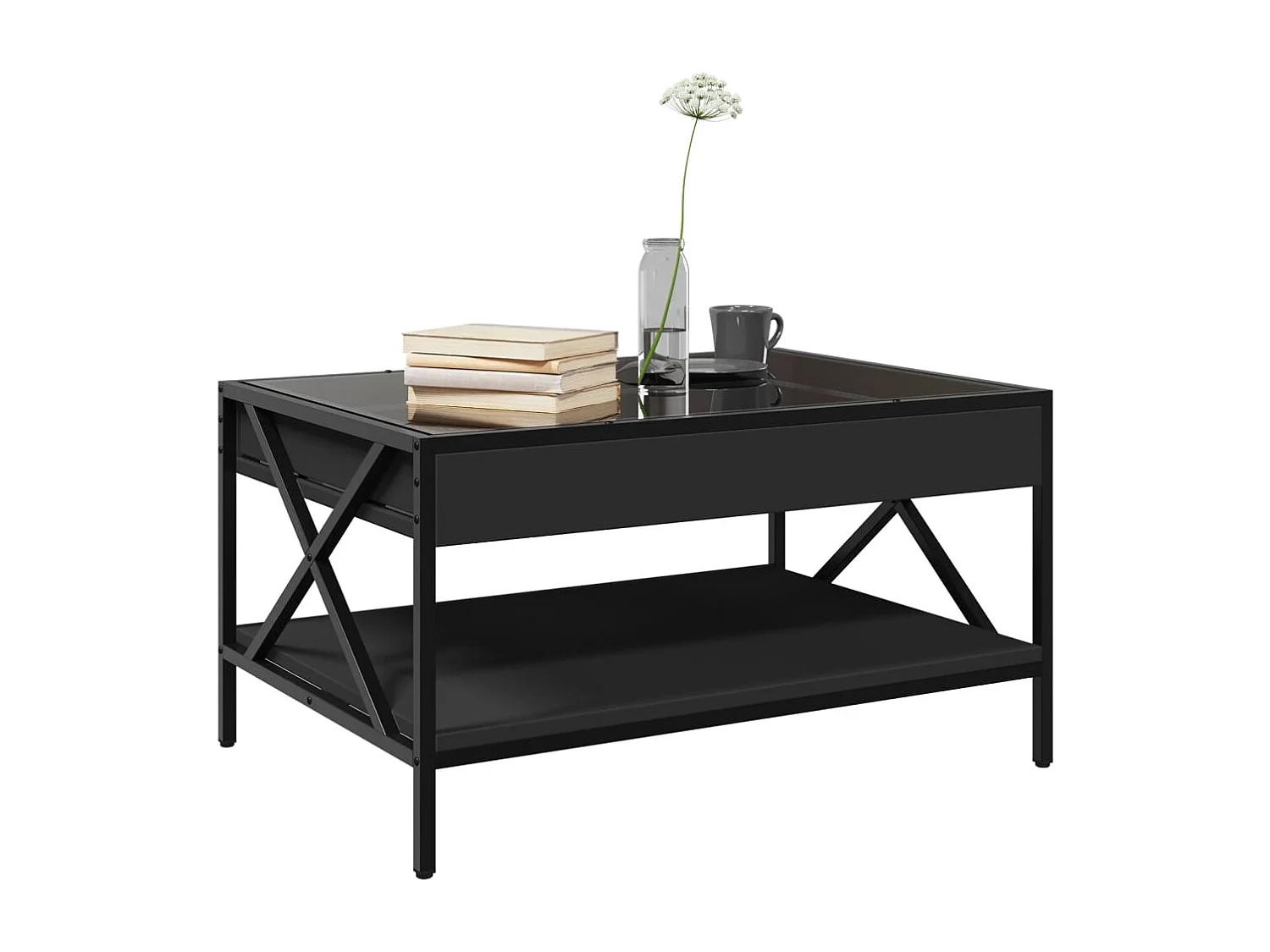 Mesa de centro-Mesa auxiliar madera de ingeniería roble ahumado 55x55x42 cm SHL2519